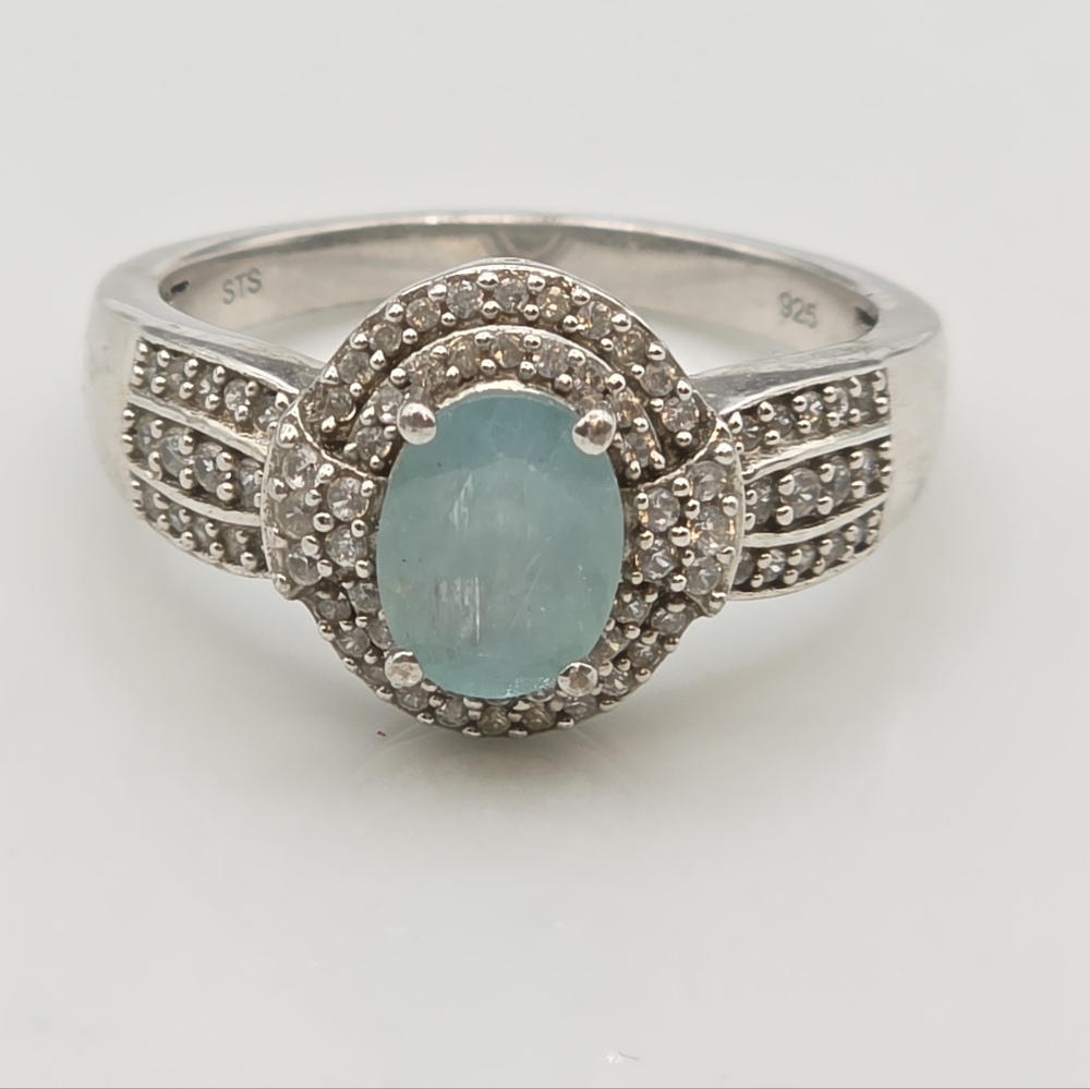 NWOT Rare Exceptional Designer Signed Genuine Grandidierite And White Topaz Ring